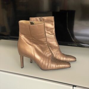 Ann Marino Shiny Copper Leather Heeled Boots